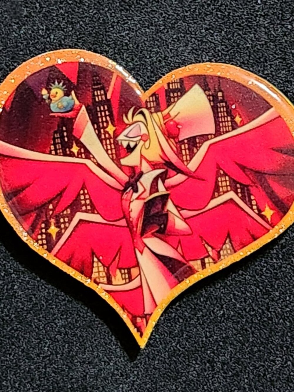Lucifer King of New York Glitter Pin - Hazbin Hotel